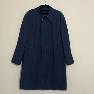 Vintage Botany 500 Men's Navy Blue trench Coat 44R casual cozy event Y2K button